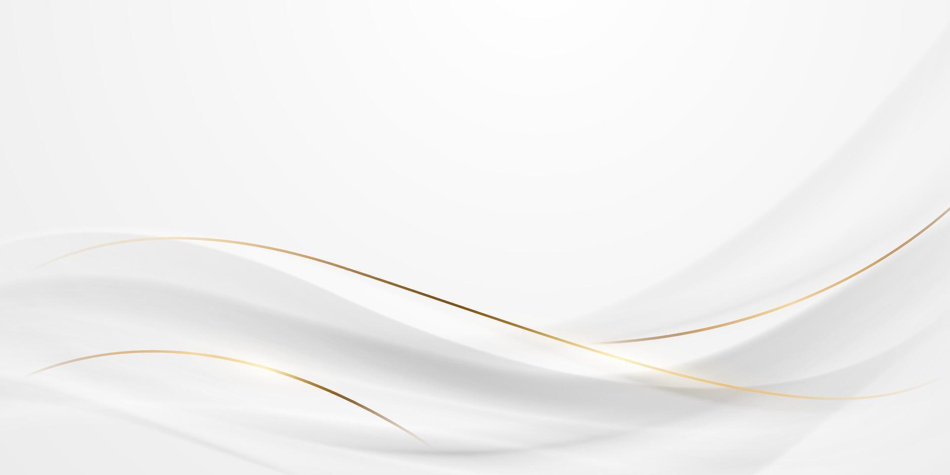 white abstract background with luxury golden lines illustration vector