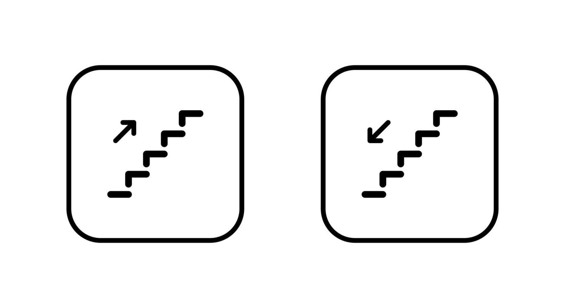 Upstairs and downstairs icon on square line. Stairs, ladder sign symbol vector
