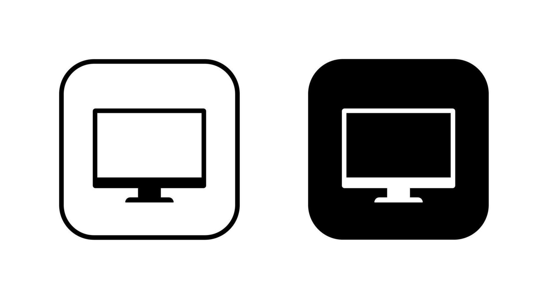 Computer monitor icon on black square vector