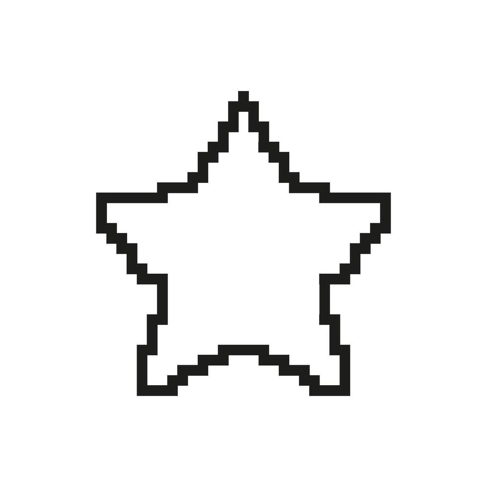 Star Icon In Pixel Art. Pixelated Five-Pointed Star. Symbol of Excellence and Achievement. Pixelated Star Shape for Ratings or Rewards. Isolated Illustration vector