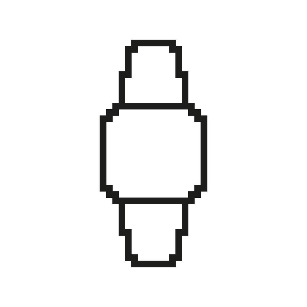 Wristwatch Icon In Pixel Art. Pixelated Watch Icon. Isolated Illustration vector