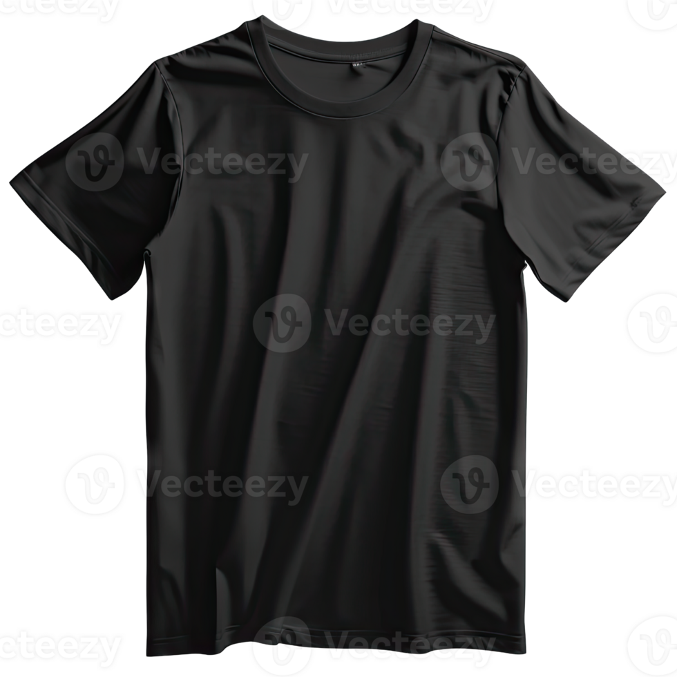 A simple black t-shirt, suitable for casual wear, showcasing a sleek and modern design with a comfortable fit. png