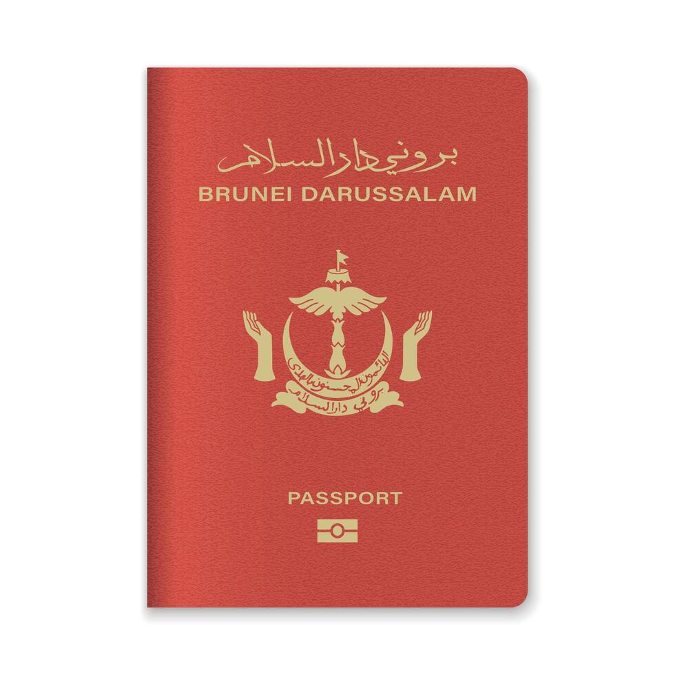Brunei Passport Cover with Gold Emblem and Text vector