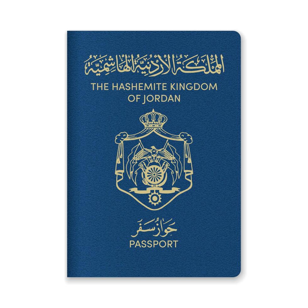 Jordan Passport Cover with Gold Emblem and Text vector