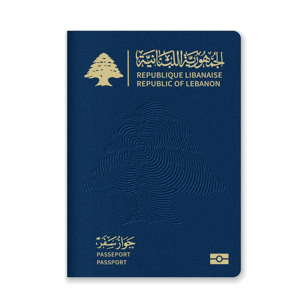 Lebanon Passport Cover with Gold Emblem and Text vector