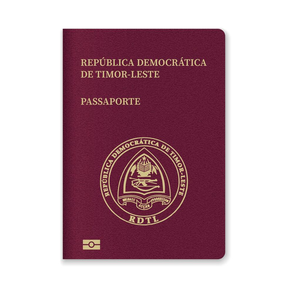 East Timor Passport Cover with Gold Emblem and Text vector