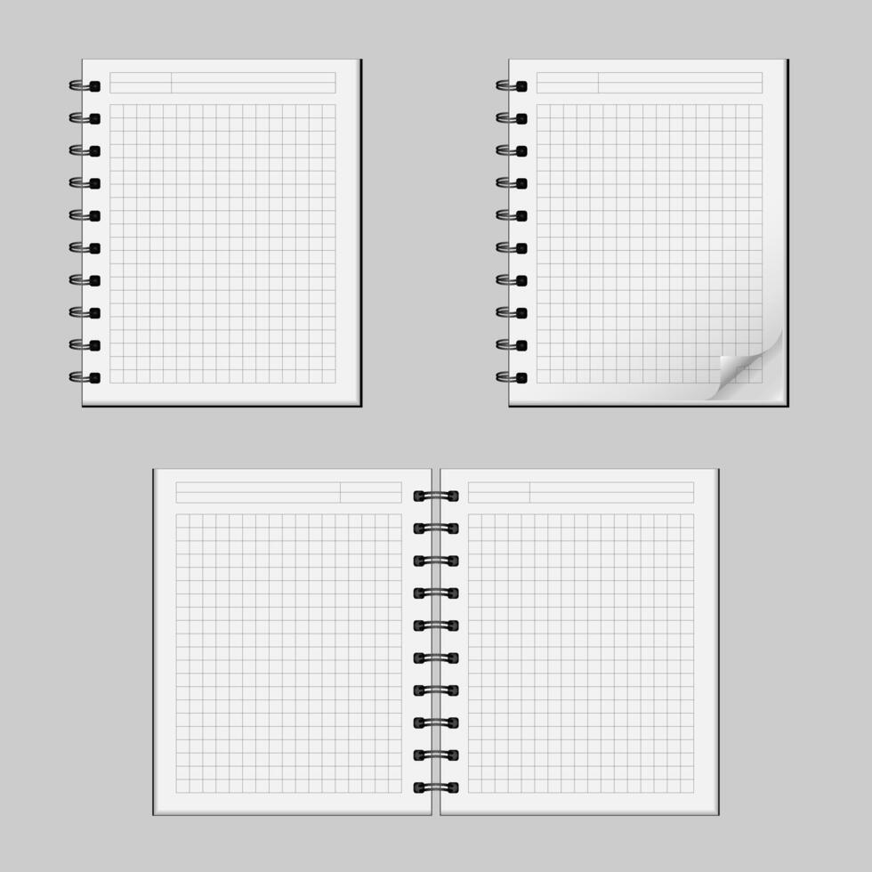 Open checkered notebook with spiral vector