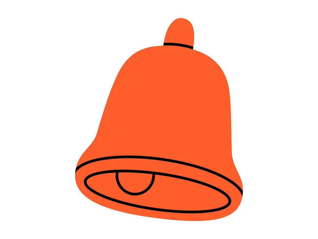 Hand drawn cute cartoon illustration of notification bell. Flat attention message doodle style. Online reminder concept. Social media icon. Communication app. Chat notification. Isolated. vector