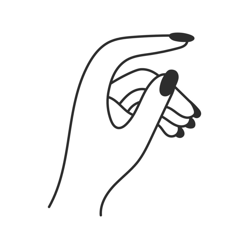 Woman Hand Gesture with Long Polished Nails Line Icon vector