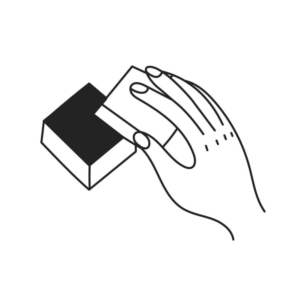 Hand Opening Small Box Line Icon vector