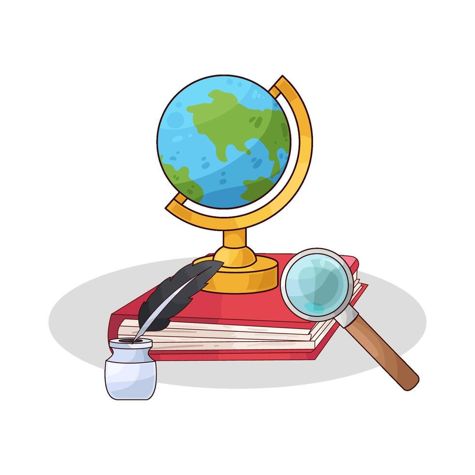 book and globe illustration vector