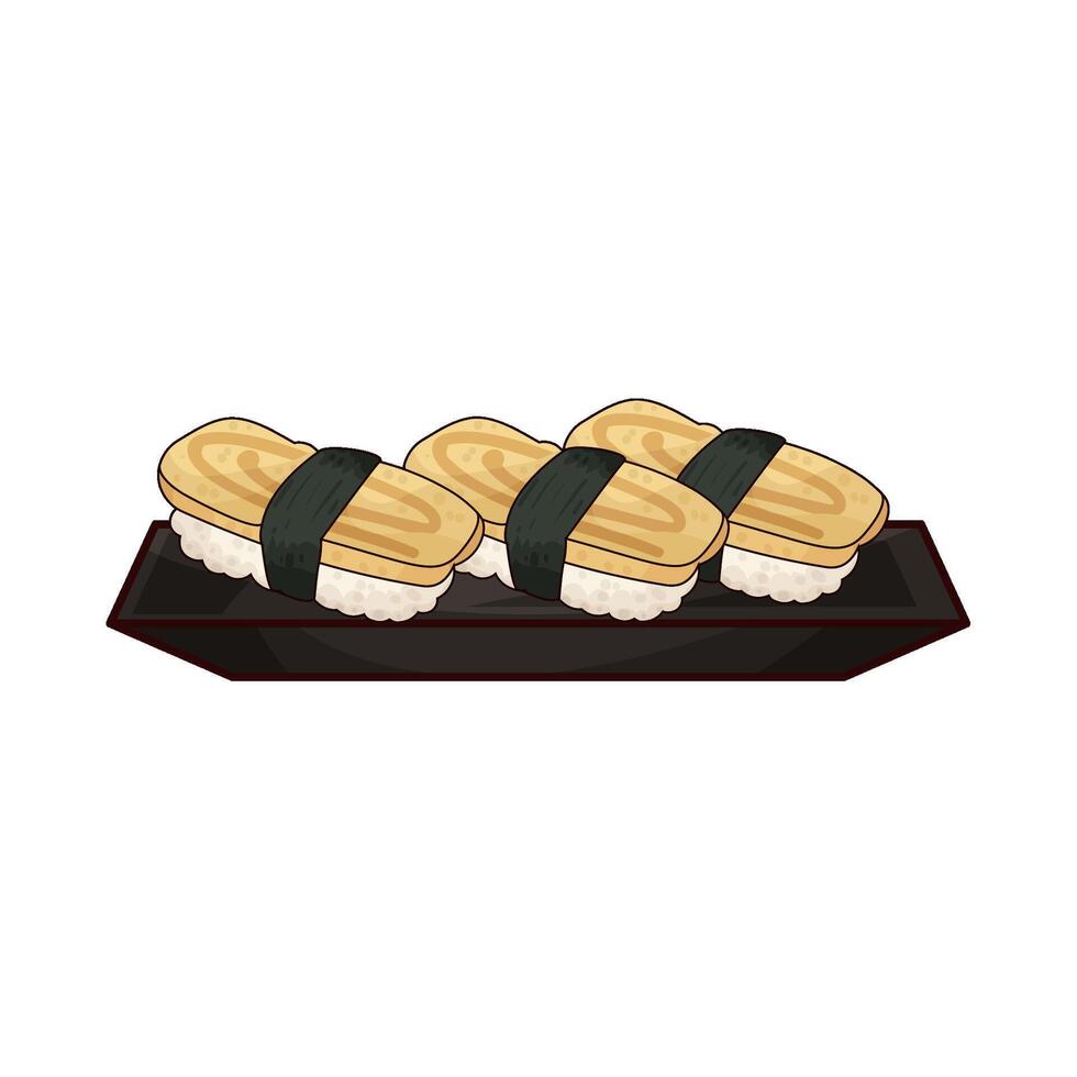 delicious tamago sushi vector