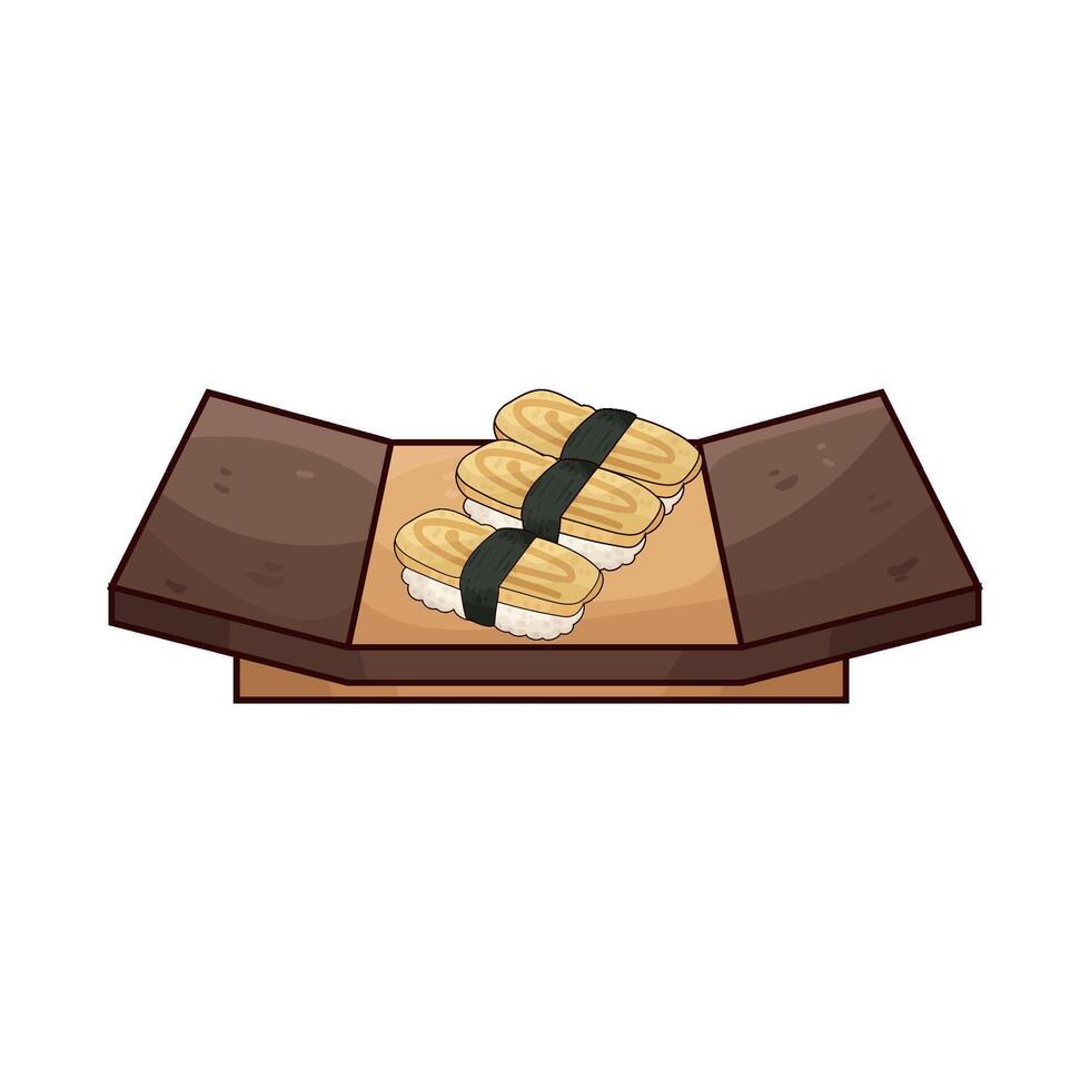 delicious tamago sushi illustration vector