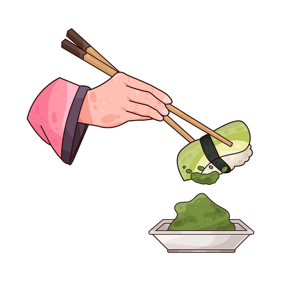 delicious sushi and wasabi illustration vector