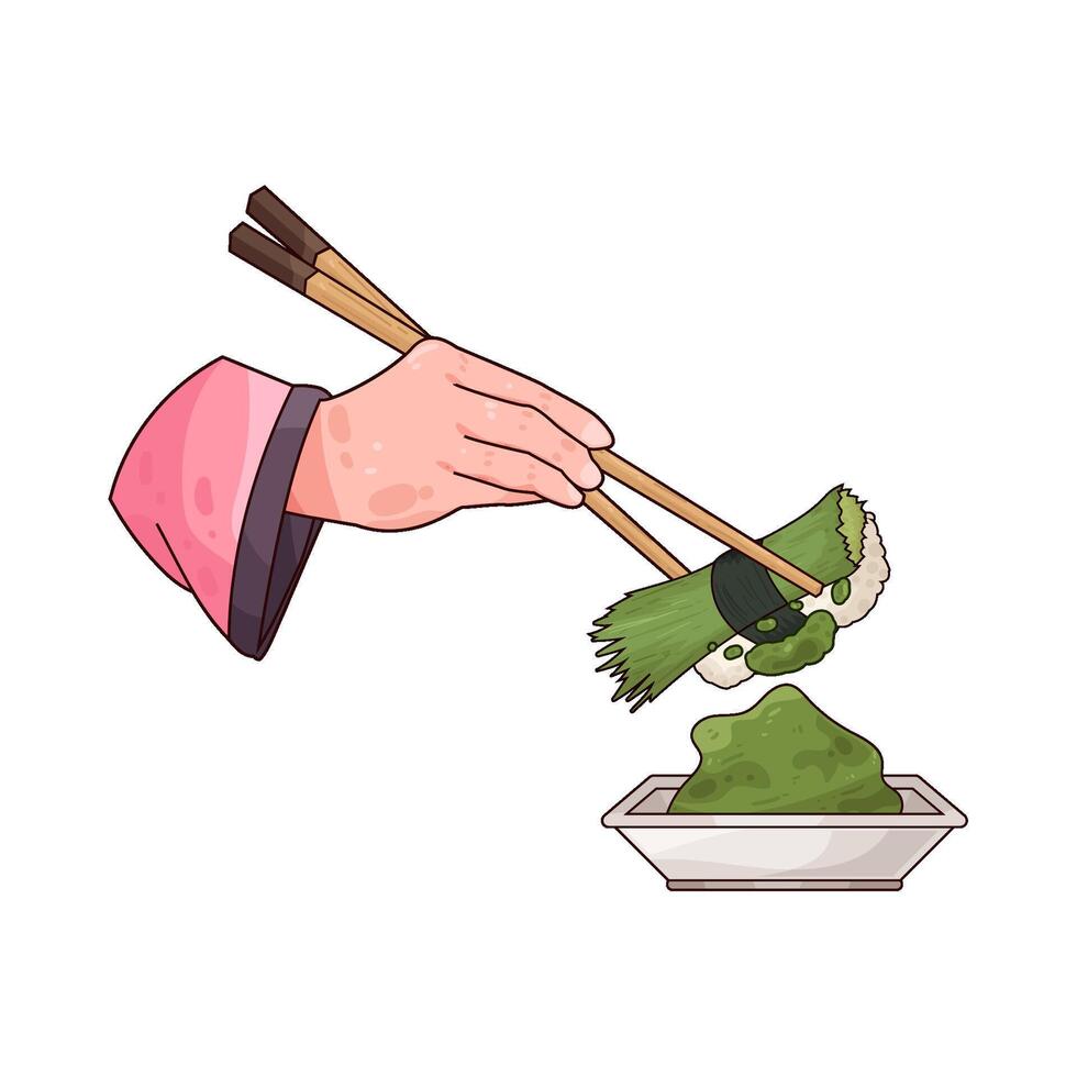 delicious sushi and wasabi vector