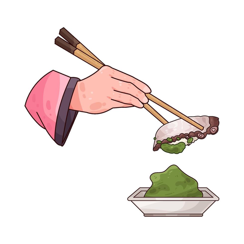 delicious octopus sushi vector