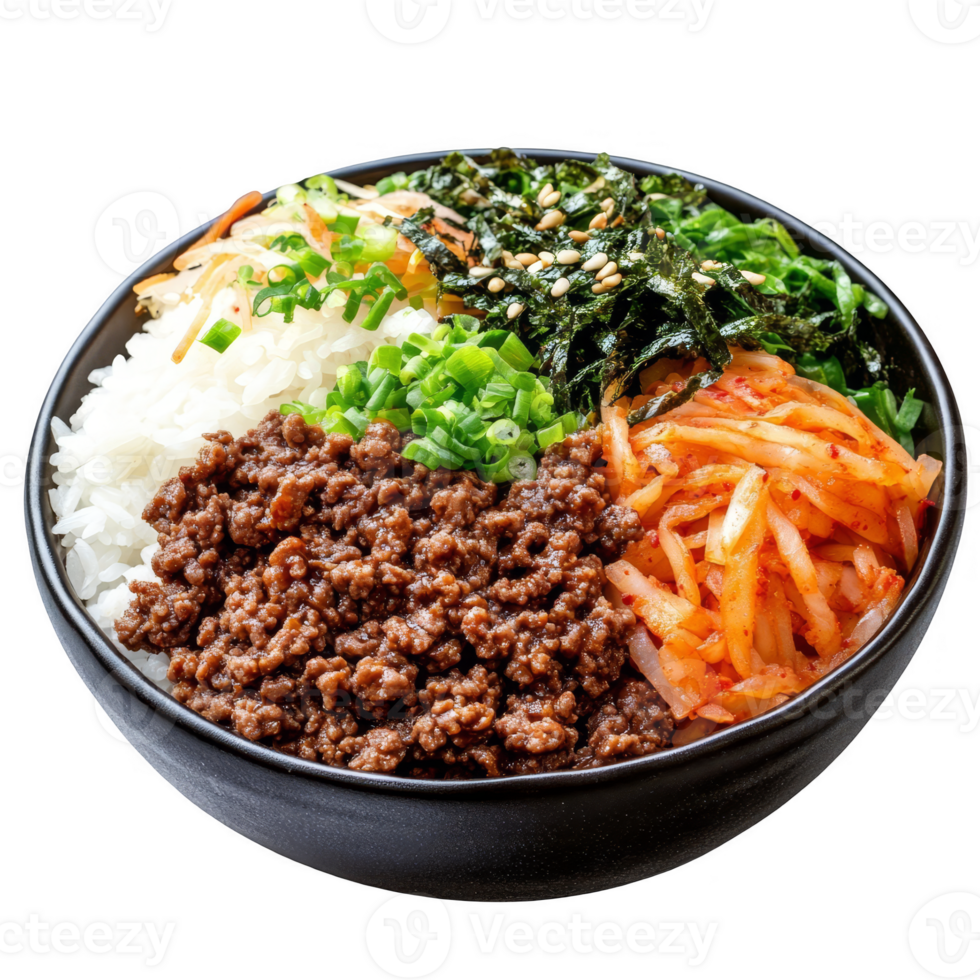 Korean ground beef and rice bowl transparent background png