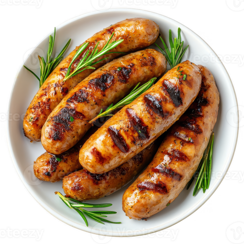 Plate of Grilled Chicken Sausages png