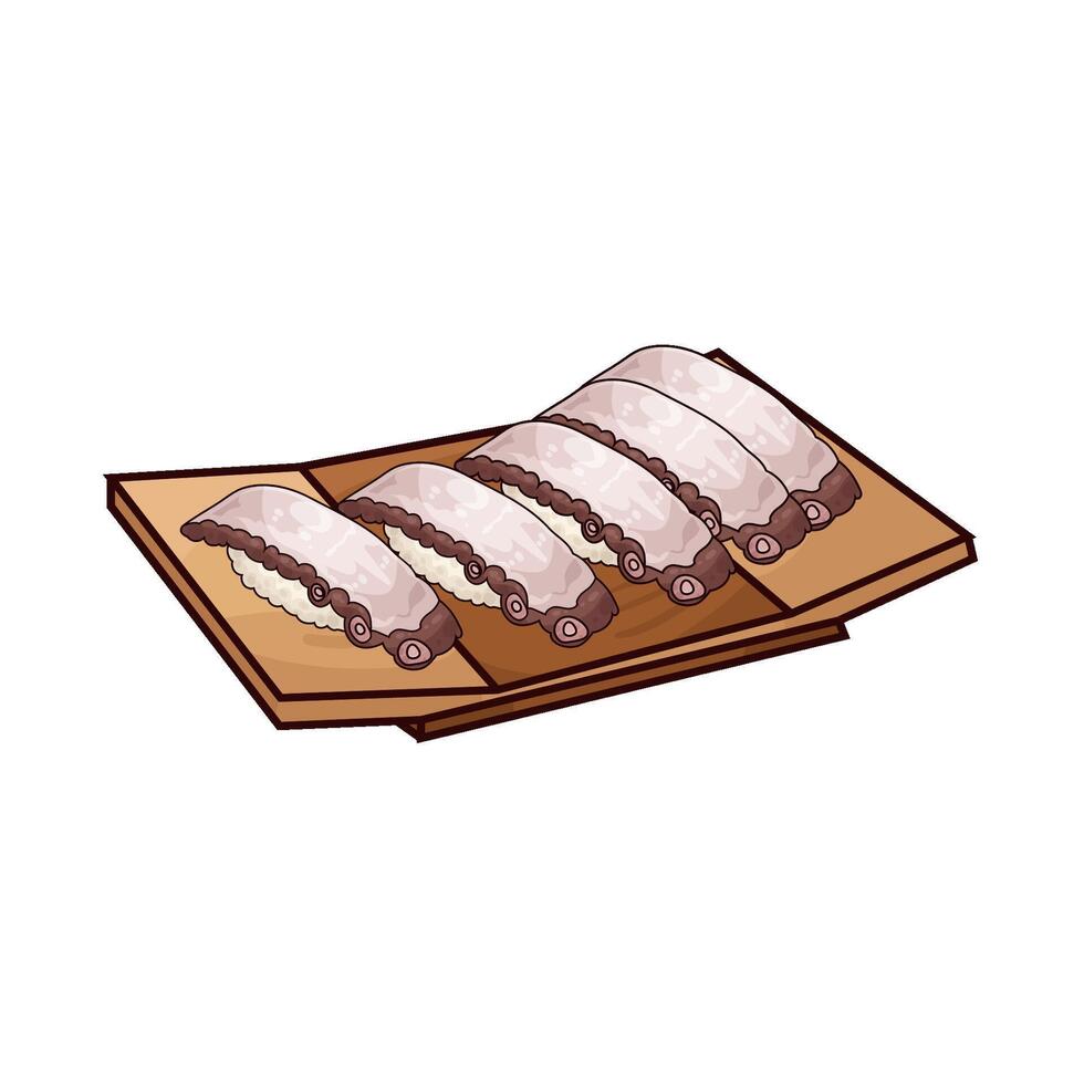 delicious octopus sushi vector
