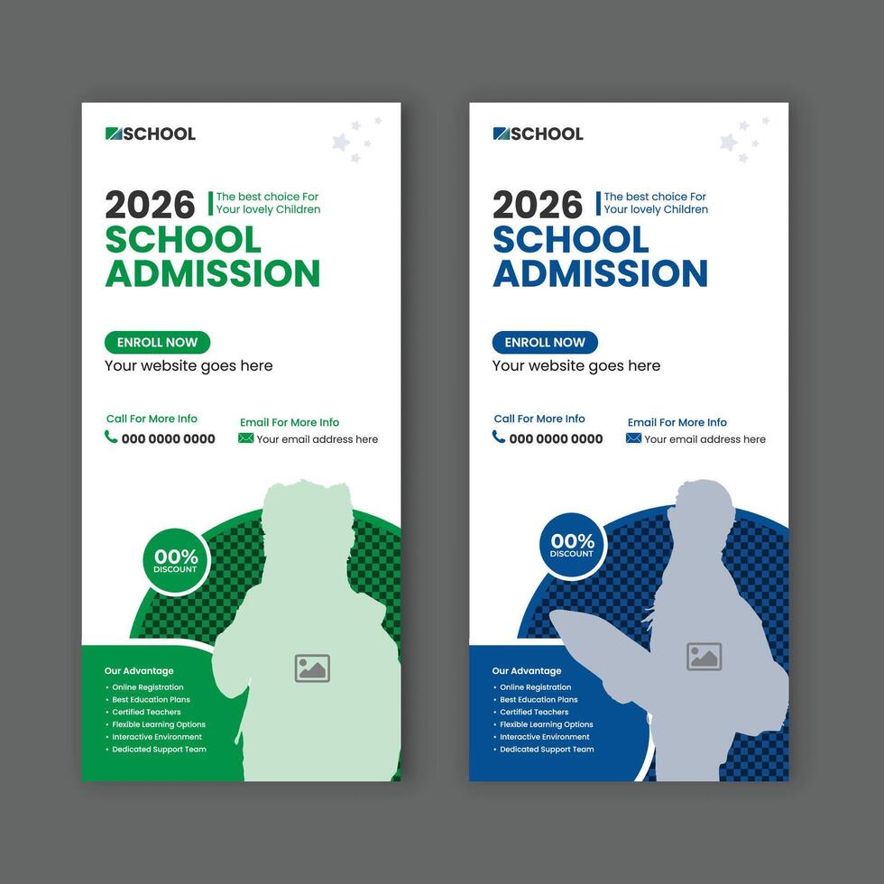 School dl flyer design or education colorful rack card template vector