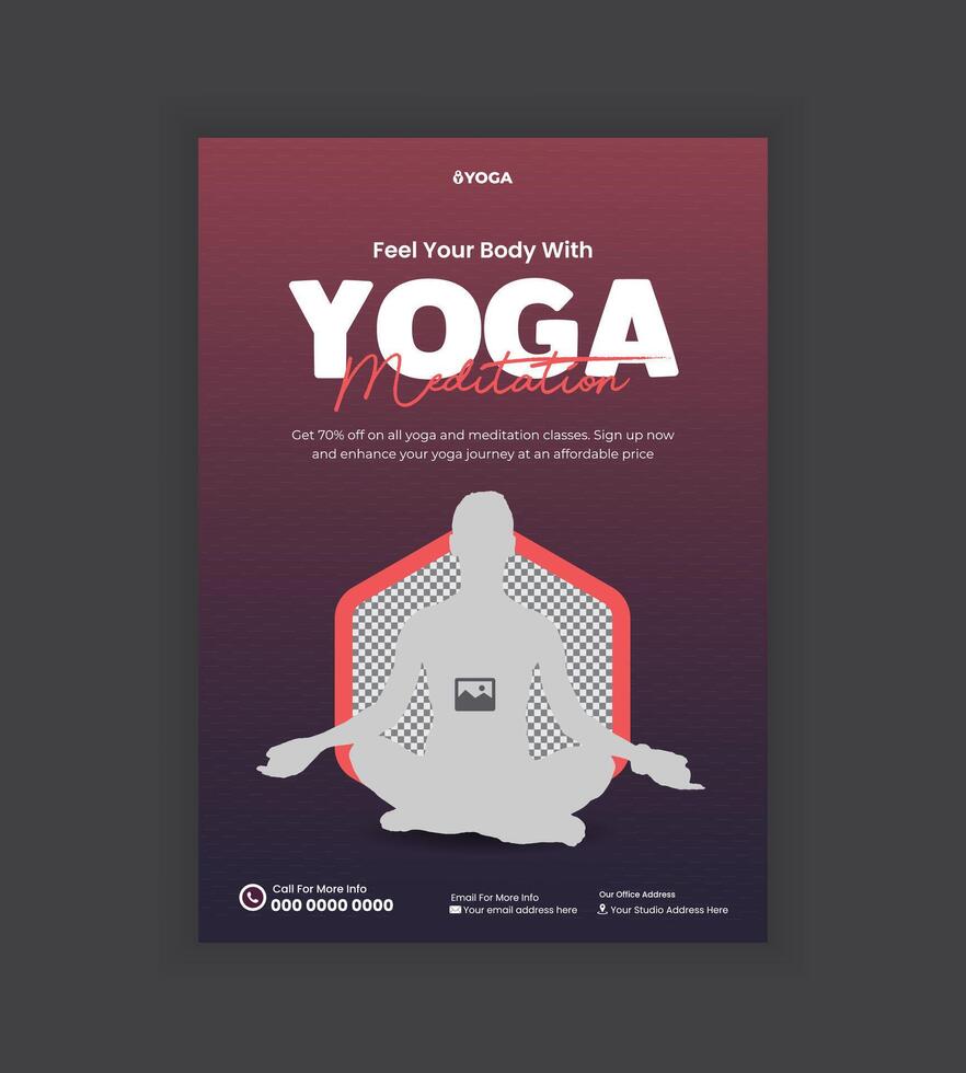 yoga class promotion with A4 size flyer design vector