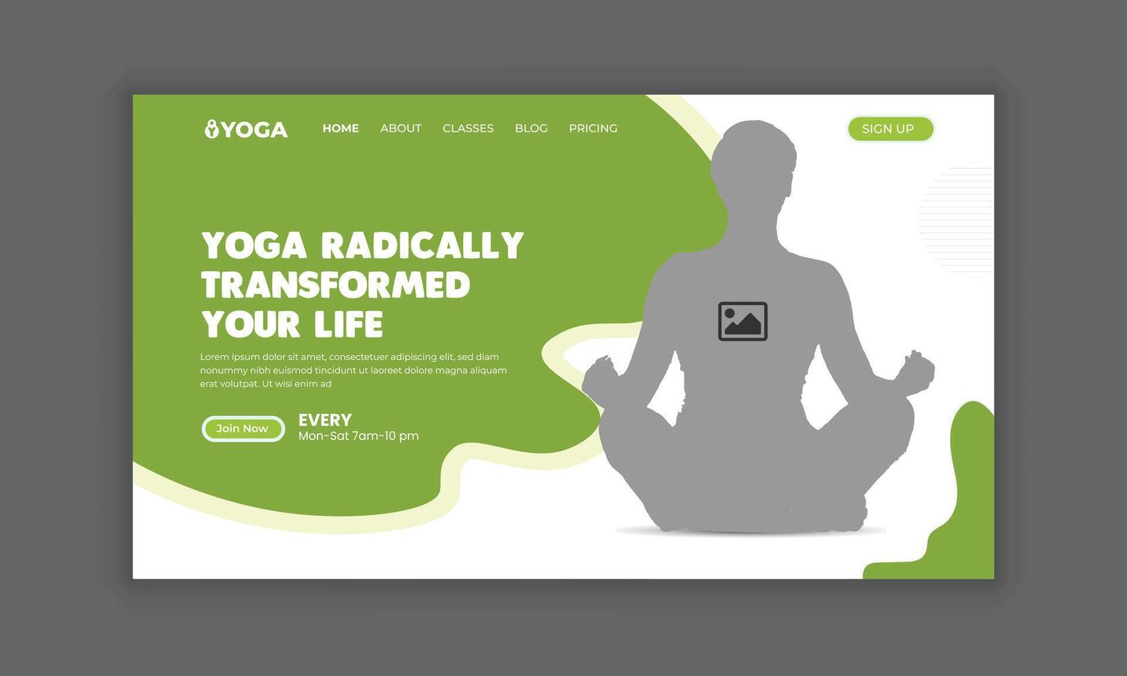 Yoga Online Class Landing Page UI Template Concept vector
