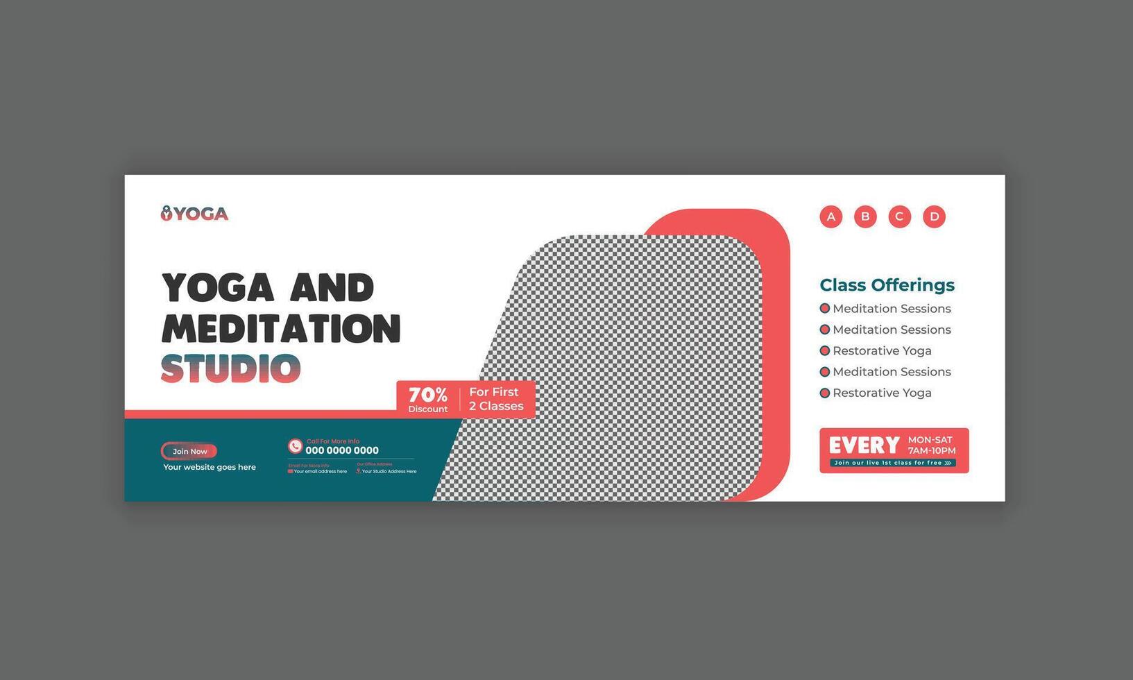 Meditation class Social Media Cover Template Design vector