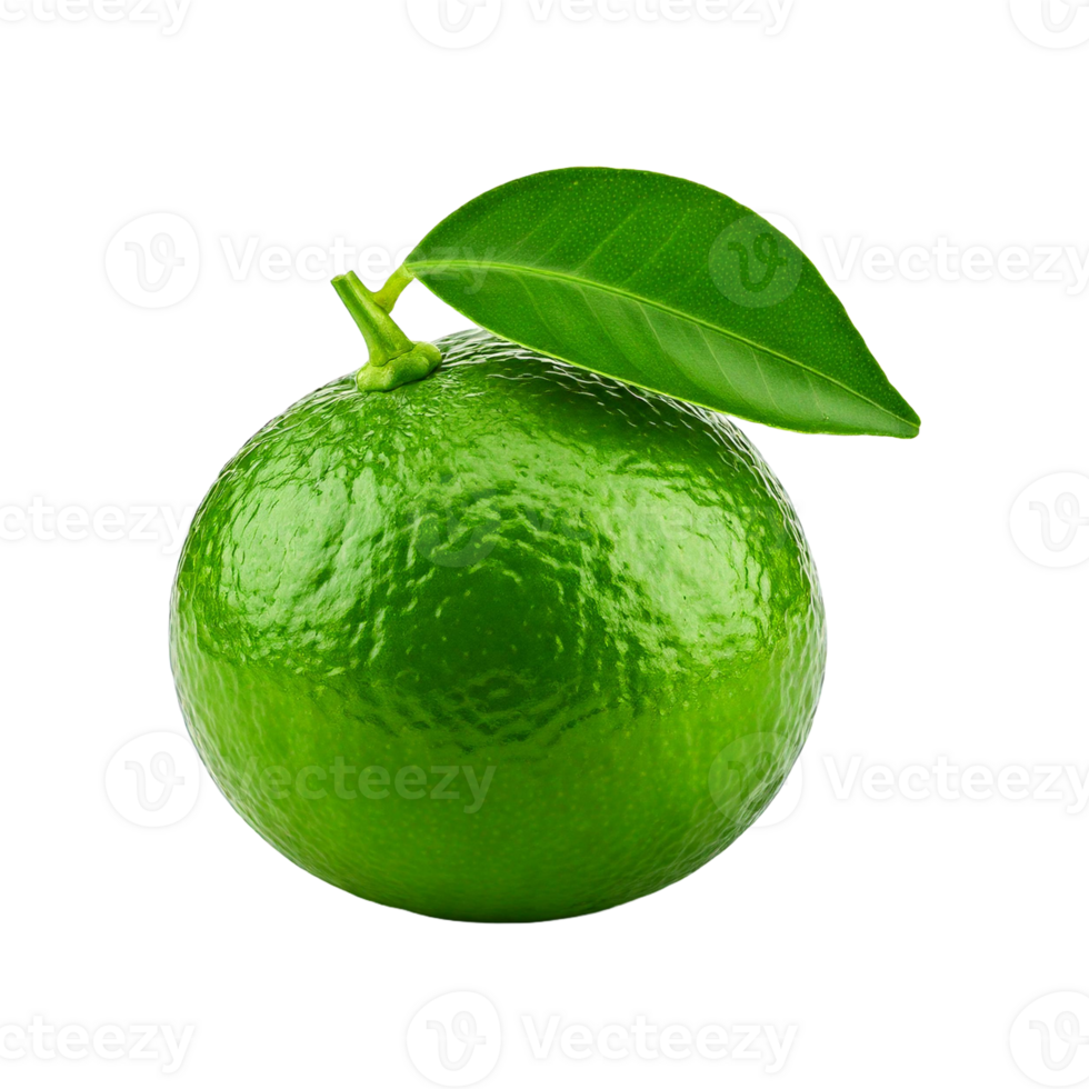 A green lime with a leaf on it png