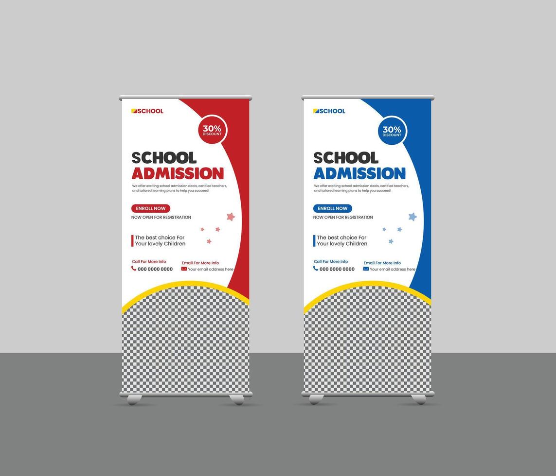Filled open rollup banner design template vector