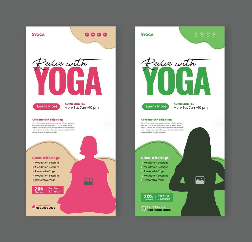 Yoga class rack card and dl poster vector