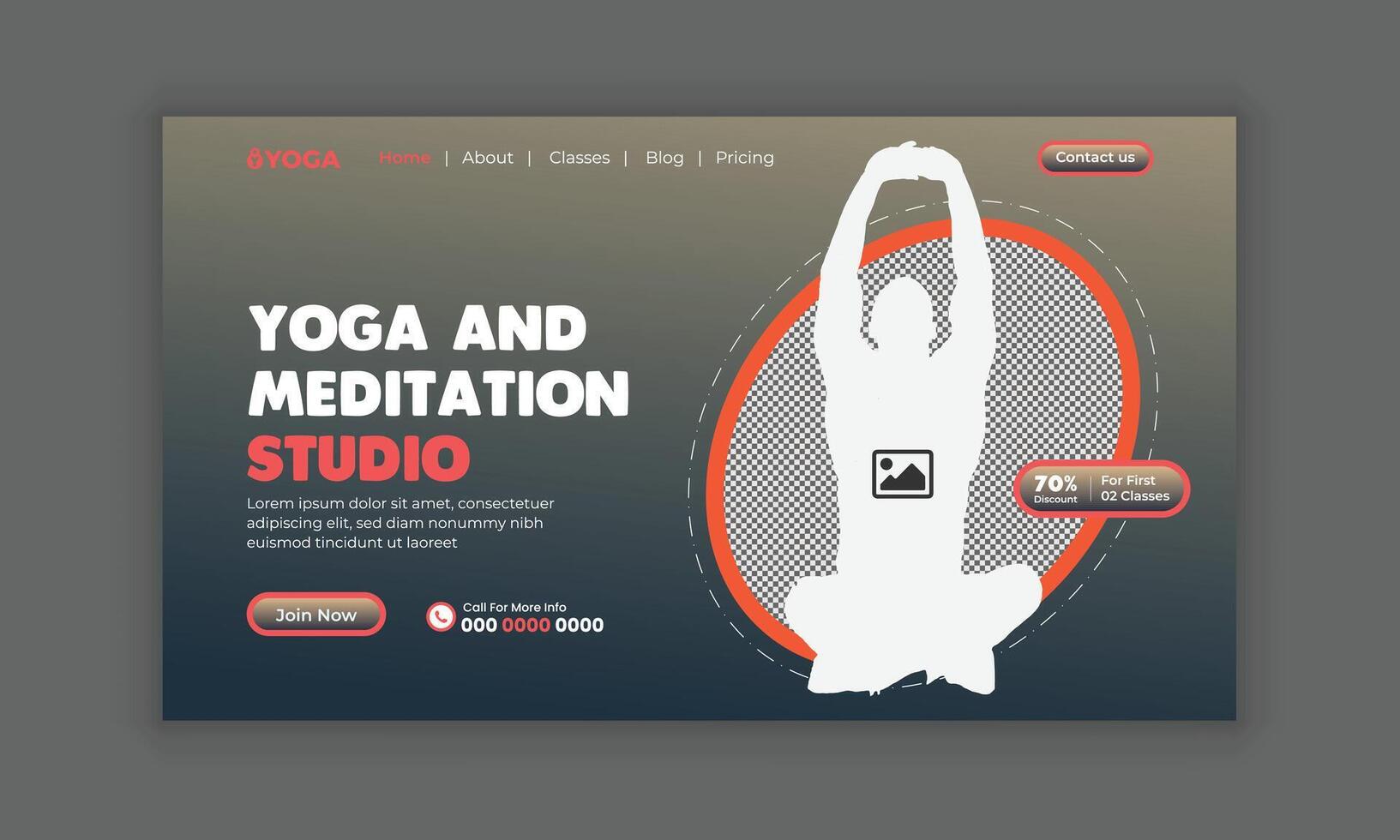 UI Template for yoga and meditation Website Landing Page design vector