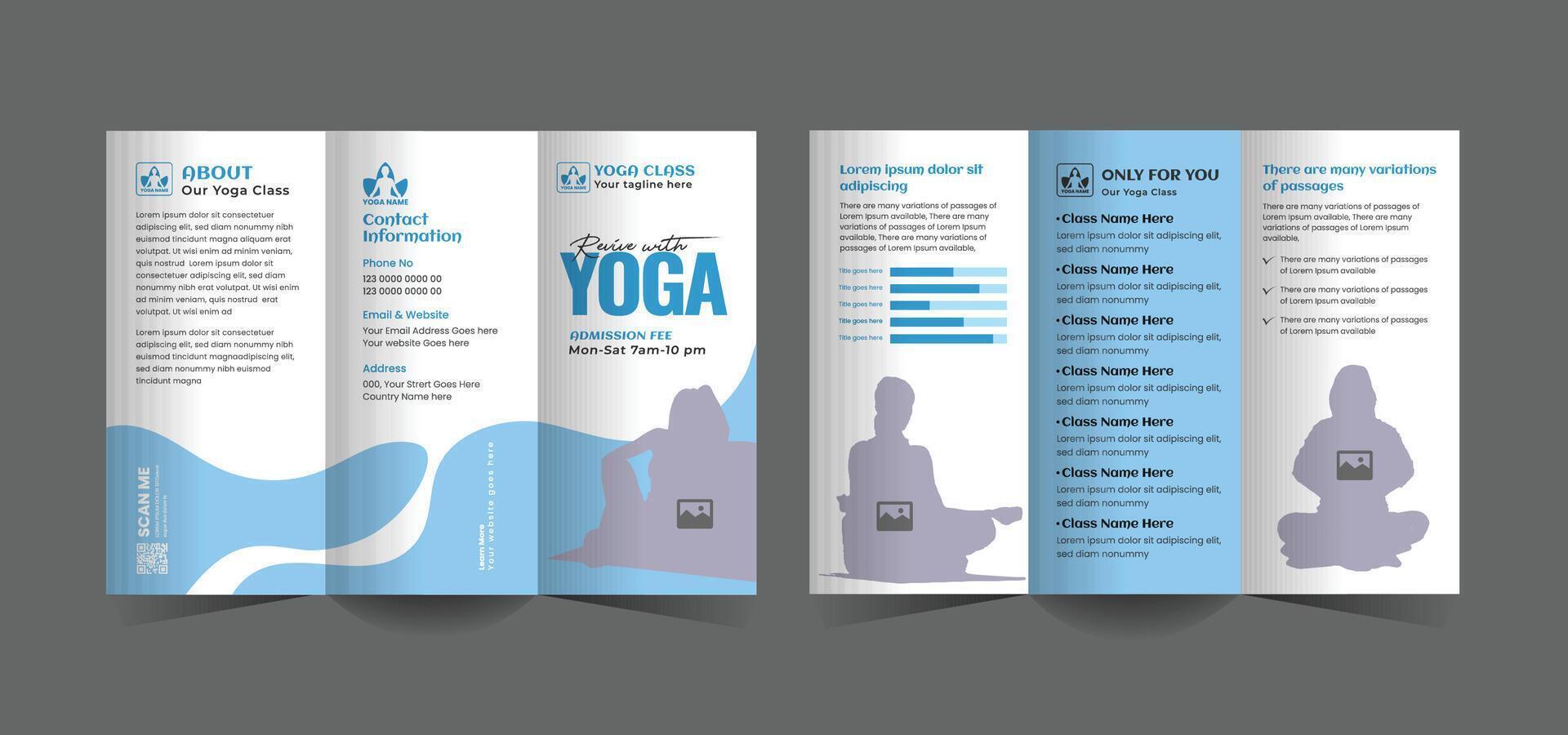 Yoga Training Center Trifold Brochure Template vector