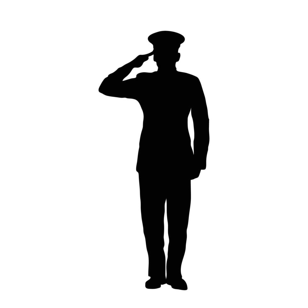 Soldier salute silhouette vector