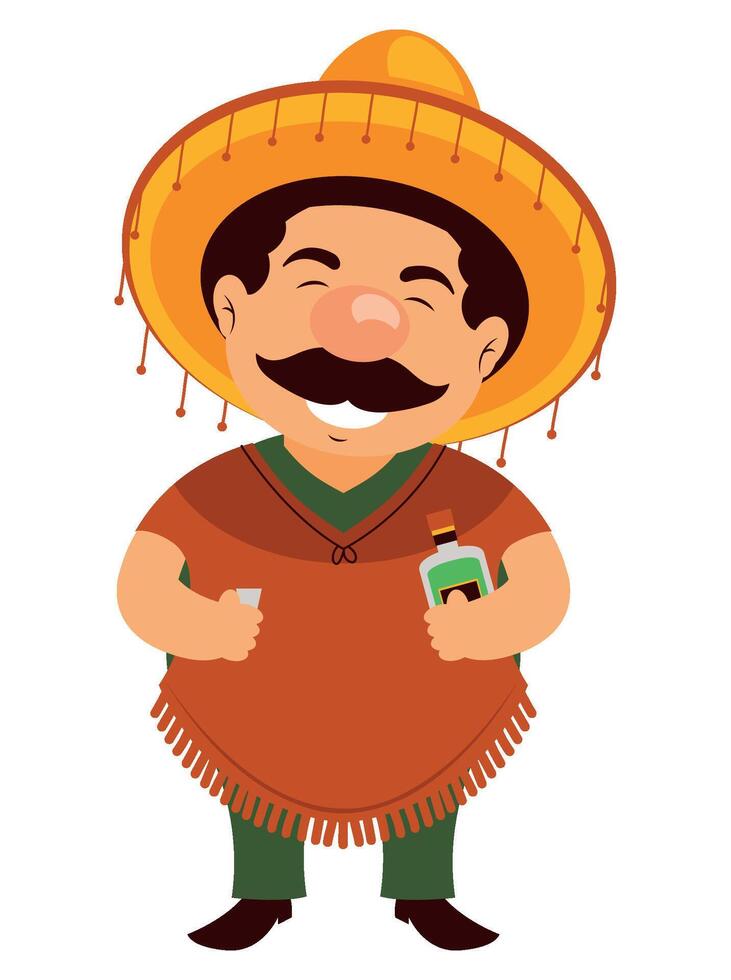 Mexican man with sombreno icon vector