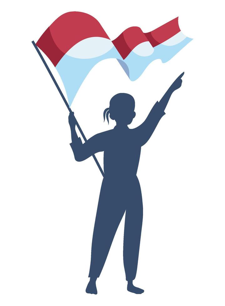 A woman holding a flag with the flag of the united states vector