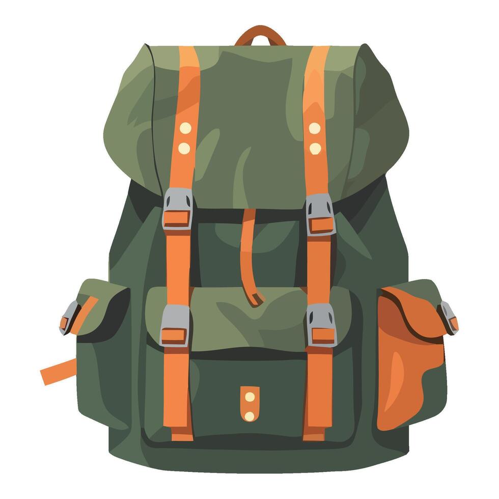 Adventure backpack for hiking and exploring nature vector