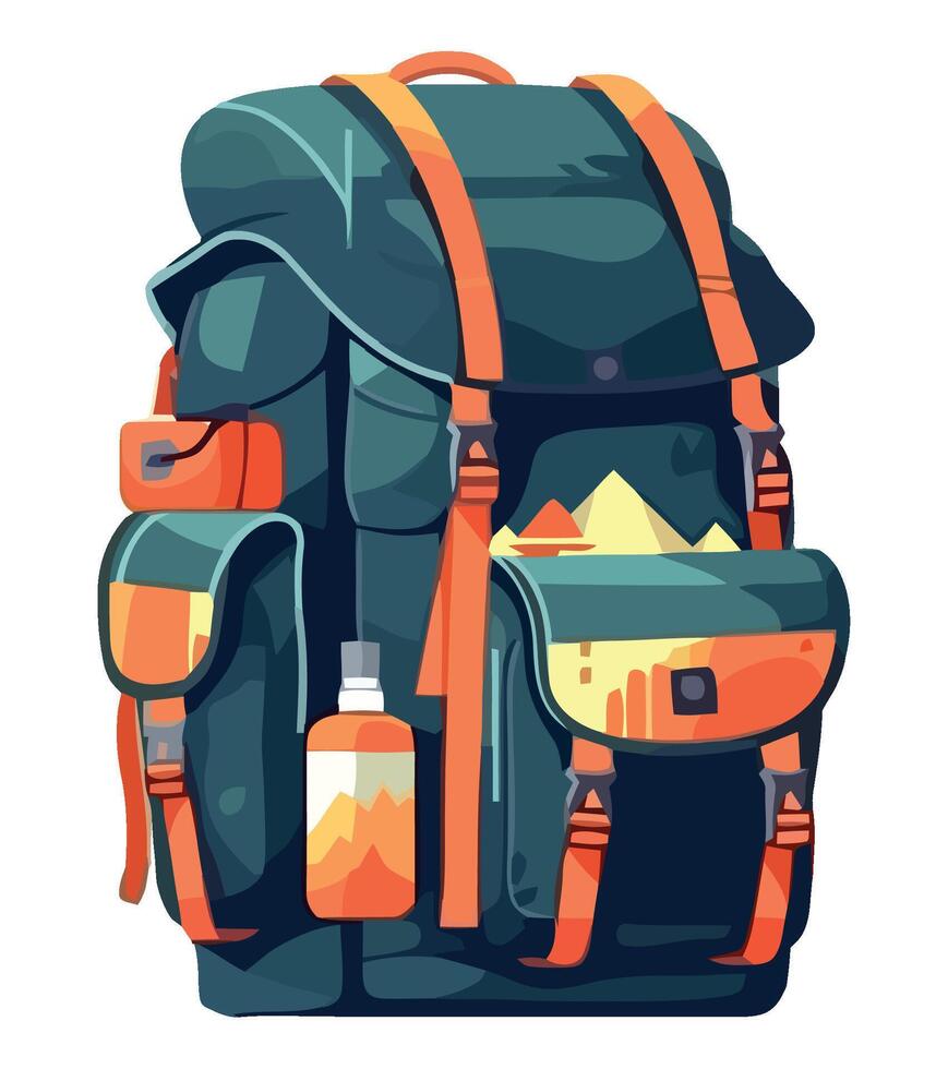 Hiking backpack symbolizes adventure vector