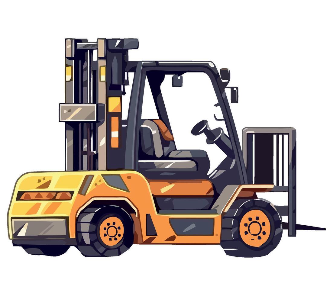 Heavy machinery picking up cargo container vector