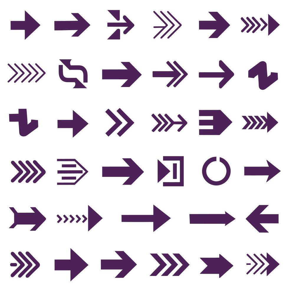 Various arrows and arrows on a white background vector