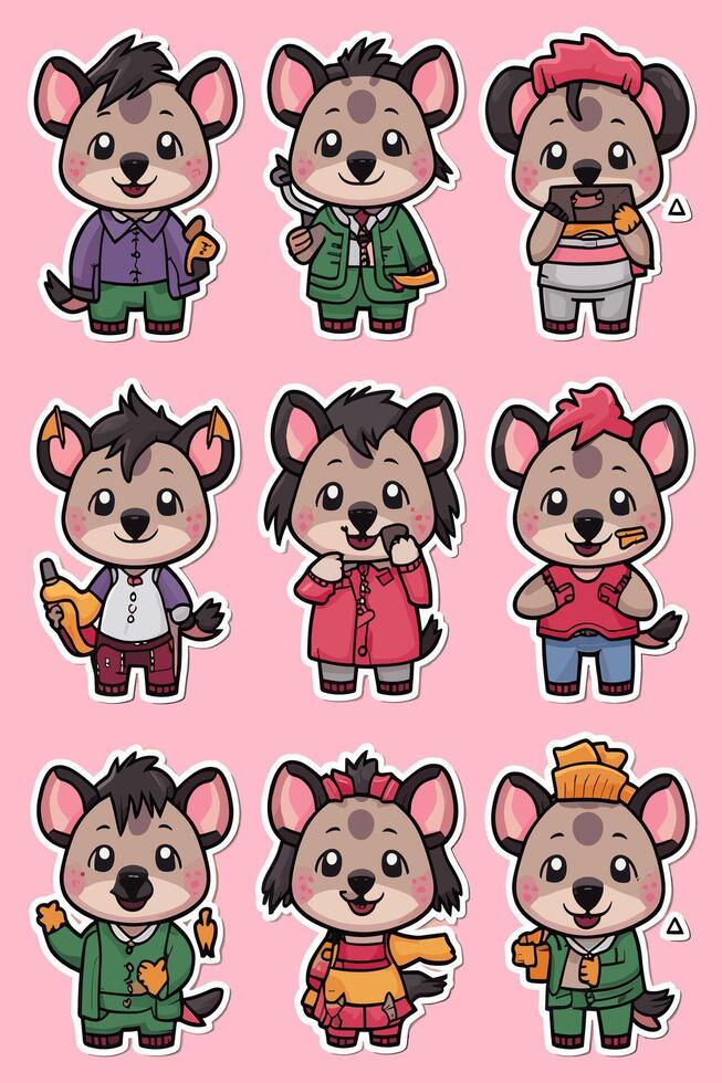 A set of stickers of cute mice vector