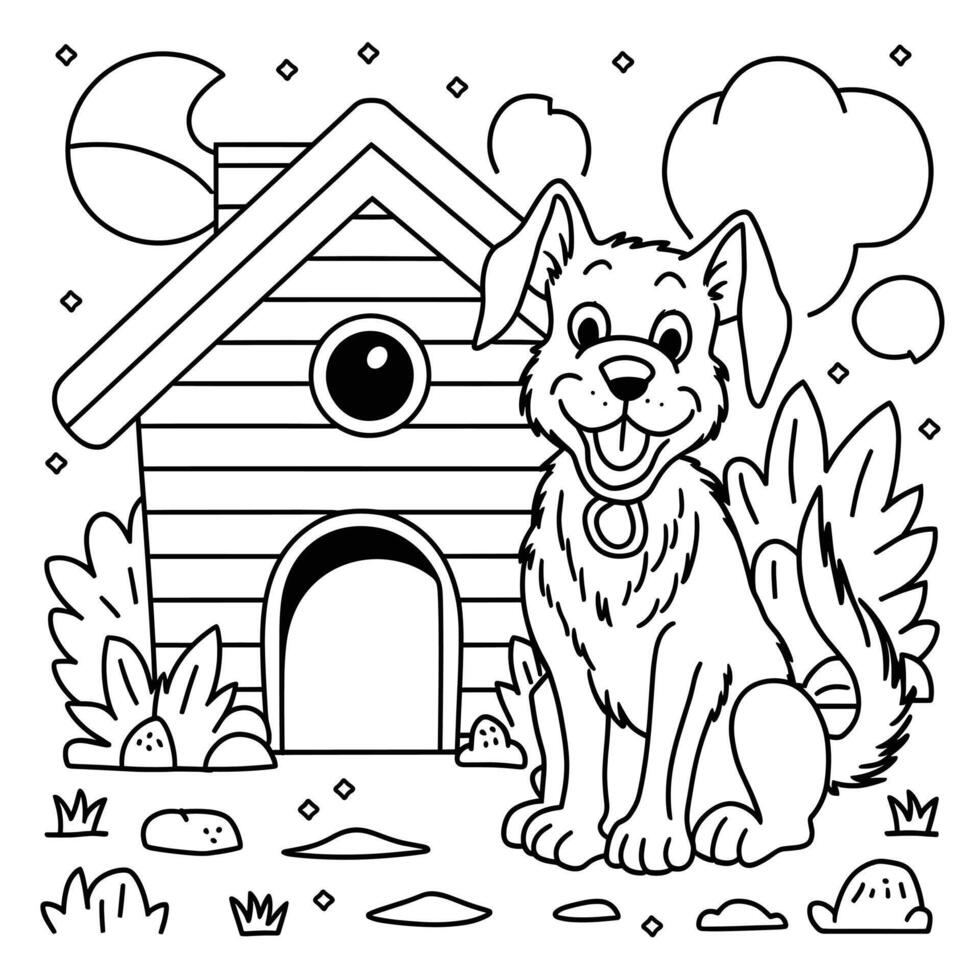 Dog coloring pages for kids vector