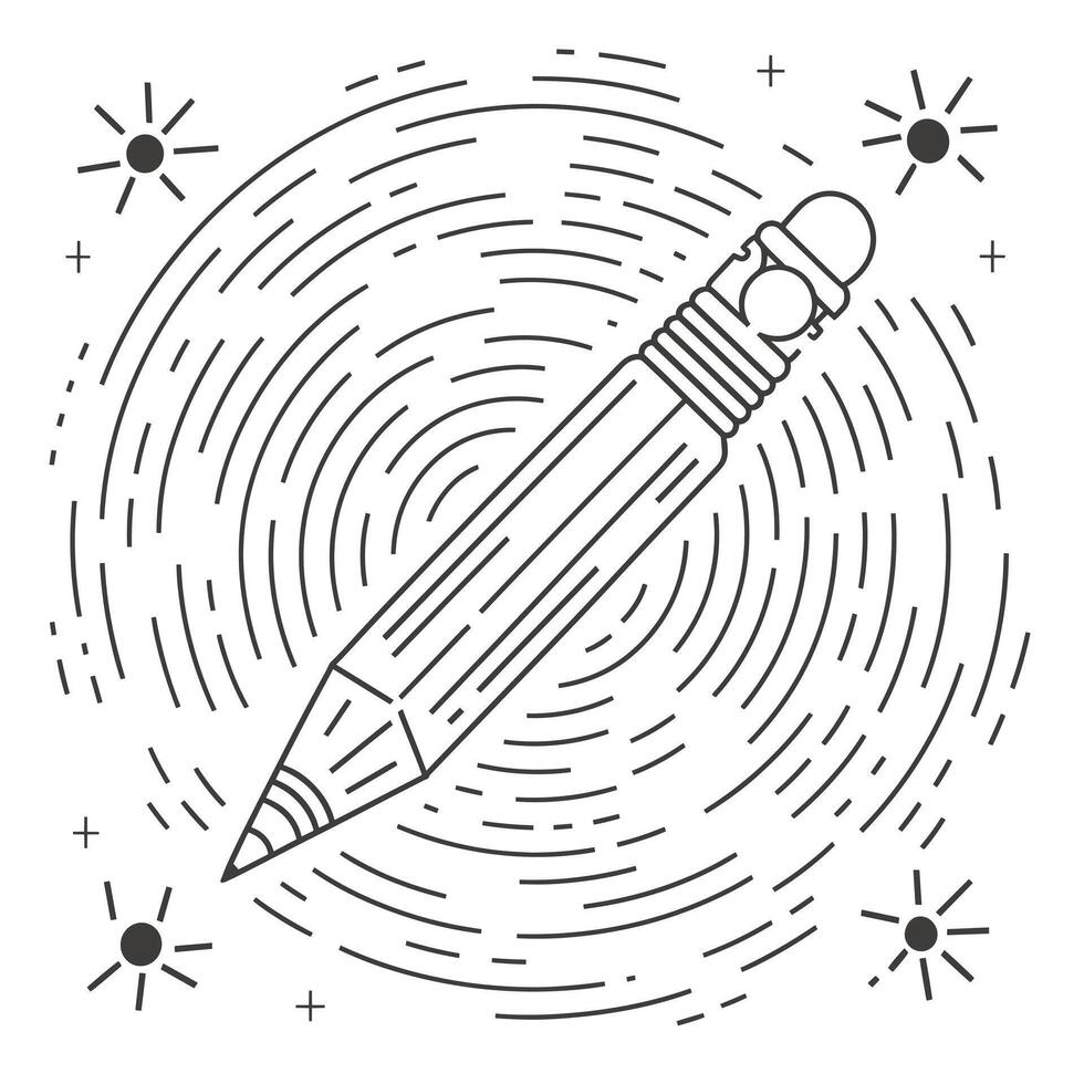 Pencil in spiral line drawing illustration vector