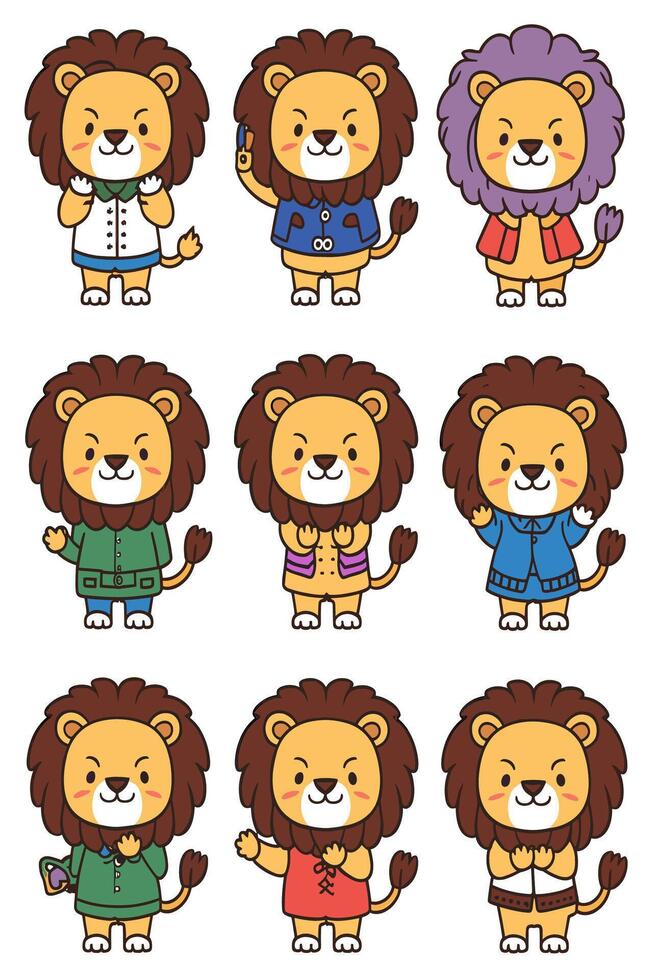 Lion characters set vector