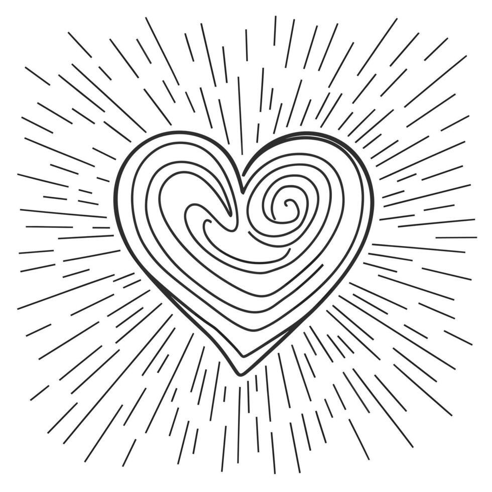 A heart with rays coming out of it vector