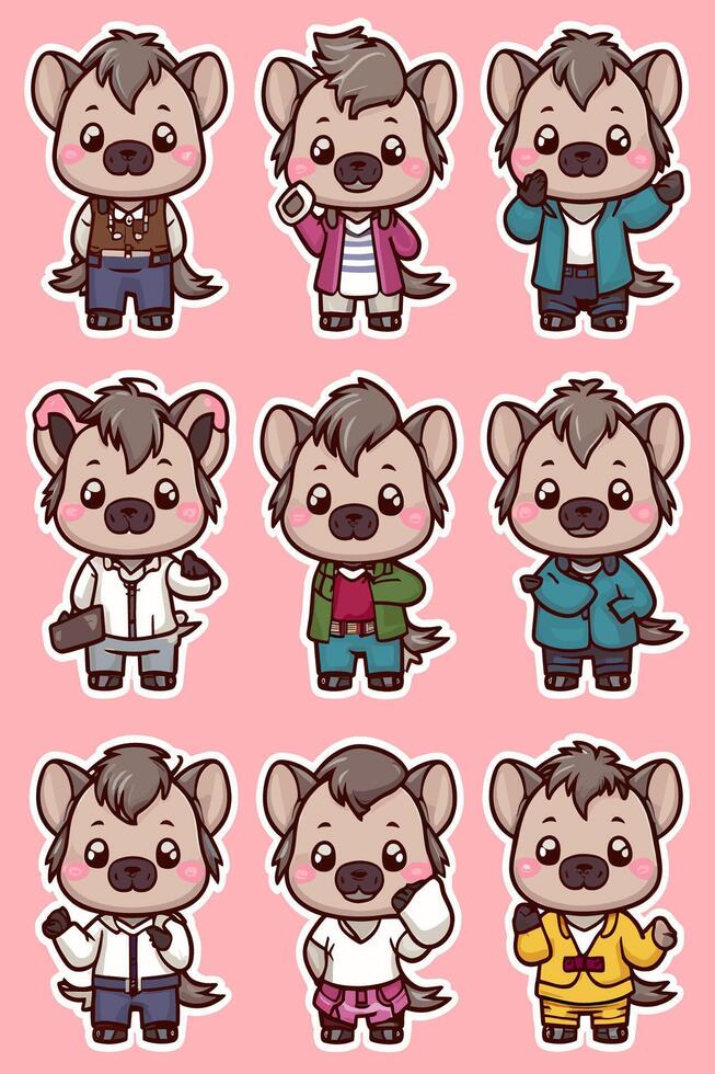 A set of stickers of cute animals vector