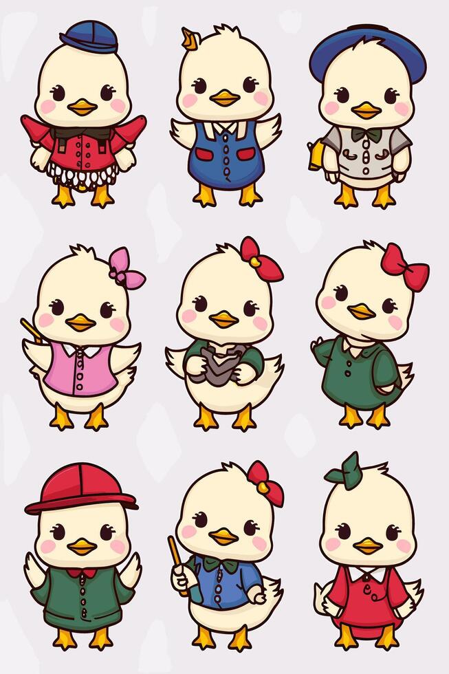 Chicken characters set vector