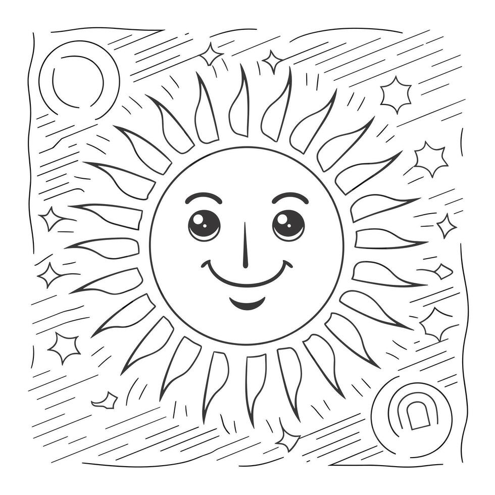 A sun with a smile and stars on it vector