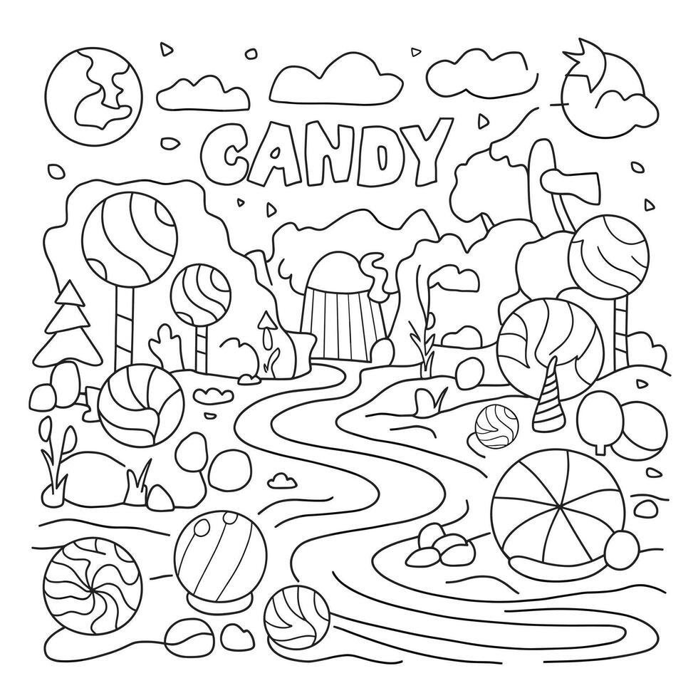 Candy coloring pages for kids vector