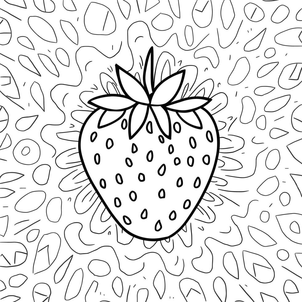 A strawberry is shown in a coloring page vector