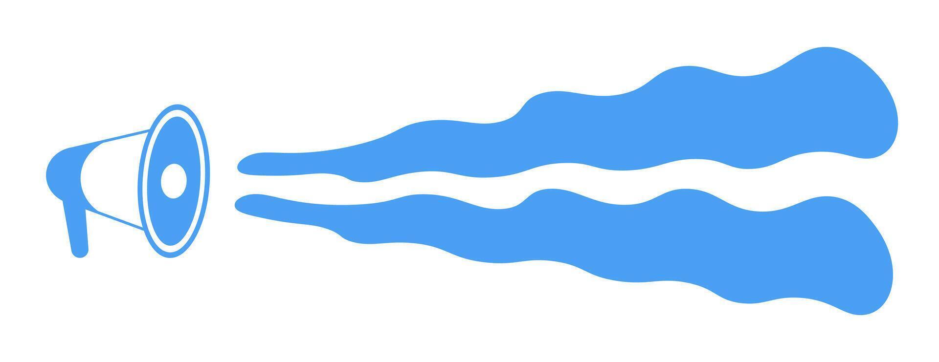 A blue megaphone projecting sound waves, symbolizing communication and announcements in a creative and artistic designmegaphone,sound,waves,communication,announcement,design,art,creativity,expression,public,speaking,volume,broadcast,advertising,clarity,me vector
